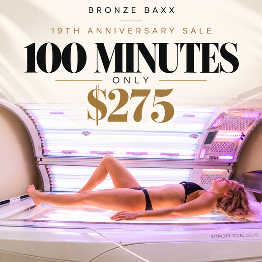 100 Tanning Minutes 19th Anniversary Sale!